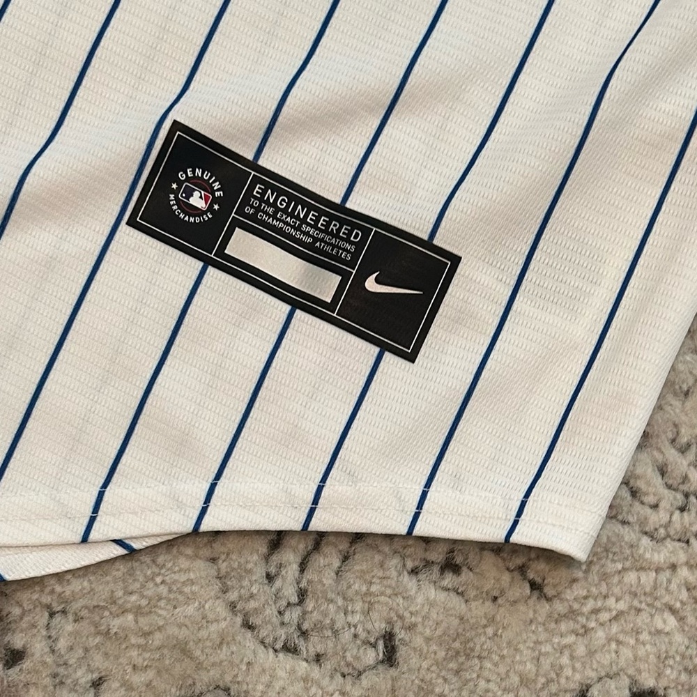 Nike Authentic Chicago Cubs MLB Baseball Pinstripe with Patch Jersey Men’s Sz: L - Picture 5 of 6